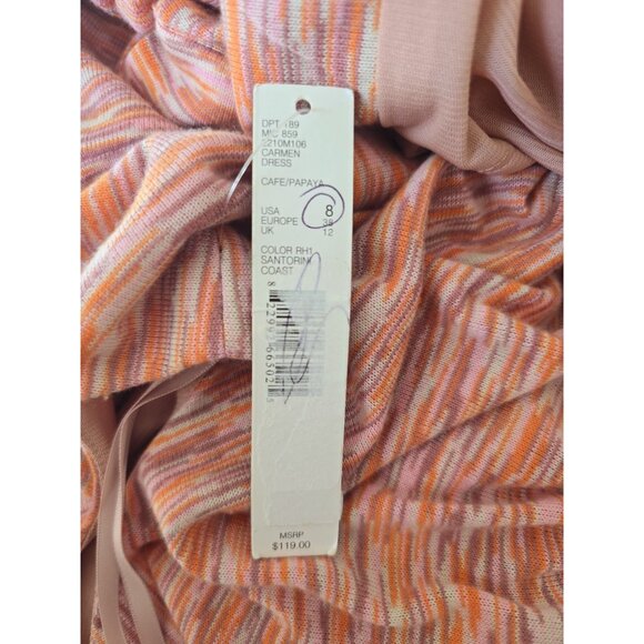 Alex Marie Carmen Orange Knit Ruched Cap Sleeves Sheath V-Neck Lined Dress 8 M - Picture 11 of 14